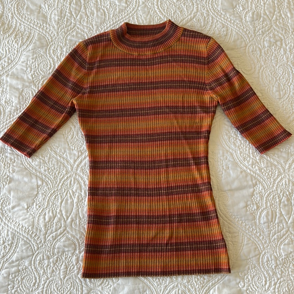 Say What ribbed striped mock turtle neck